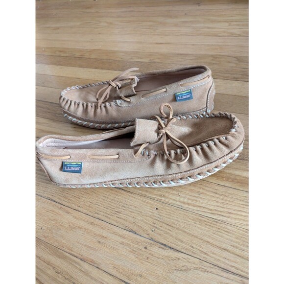 LL Bean Wicked Good Slippers Slip On Leather Moccasin Brown Shoes Men's Size 11M - Picture 4 of 8